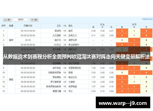 从数据战术到赛程分析全面预判欧冠淘汰赛对阵走向关键变量解析法